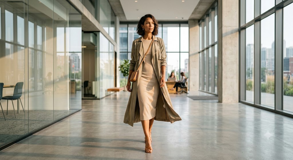 Drape Trench Duster and Column Dress